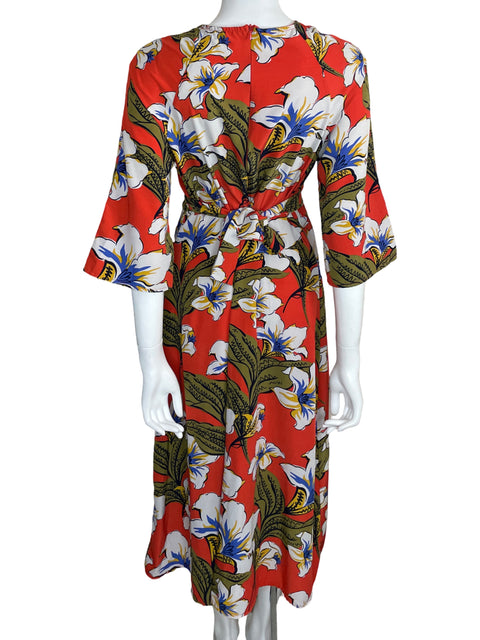Vestido Spirito Midi Floral Naranja-Talla M