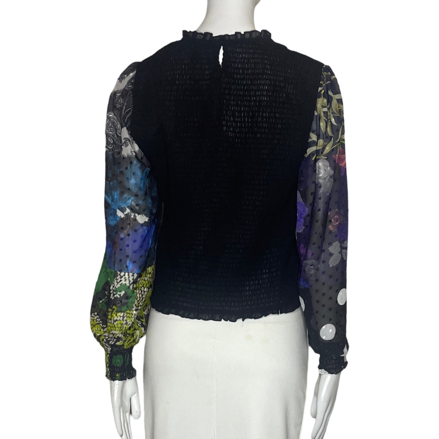 Blusa Desigual Estampado Mangas Negro-Talla S