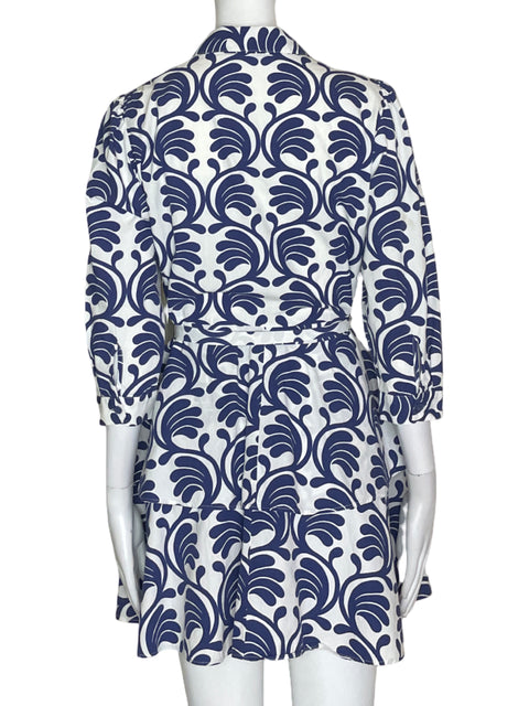 Vestido Zara Vuelo Estampado Azul- Talla M