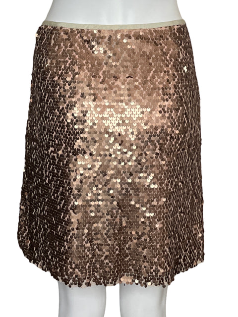 Falda Kenneth Cole Mini Lentejuelas Beige-Talla L