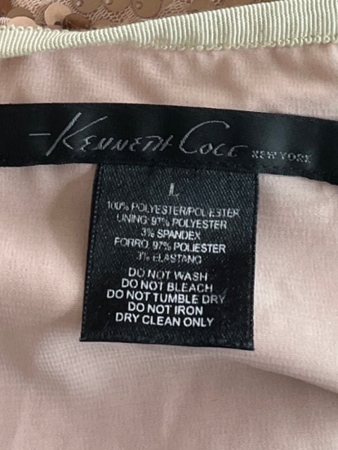 Falda Kenneth Cole Mini Lentejuelas Beige-Talla L