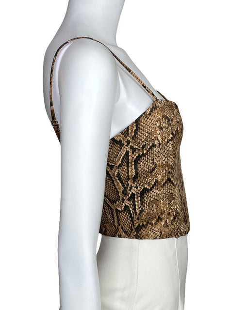 Top Zara Animal Print Tirantes Beige-Talla S