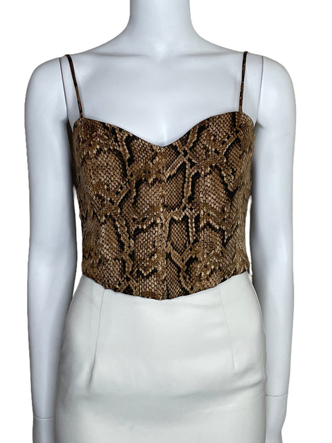 Top Zara Animal Print Tirantes Beige-Talla S