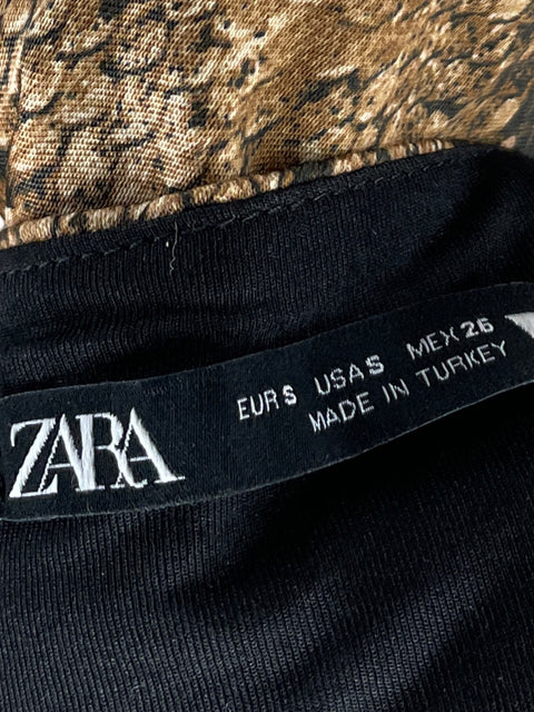 Top Zara Animal Print Tirantes Beige-Talla S