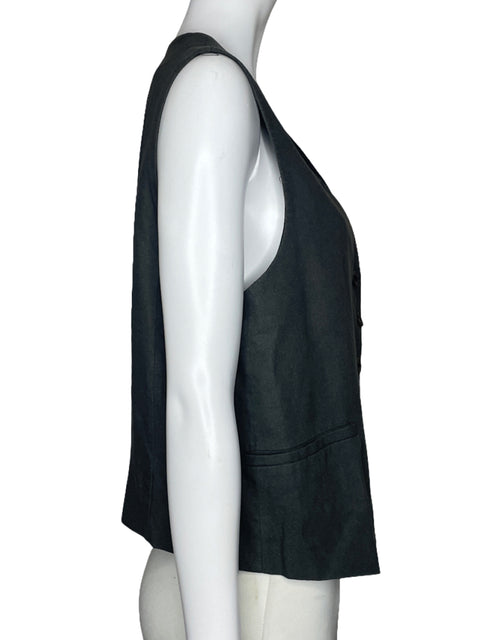 Chaleco Zara Bolsillo Cuello V Gris-Talla L