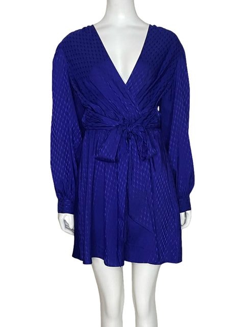 Vestido Express Mini Satinado Azul-Talla S