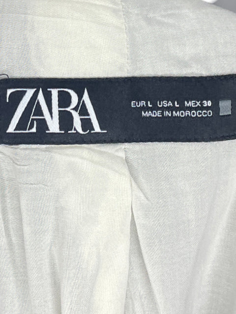 Chaleco Zara Bolsillo Cuello V Gris-Talla L