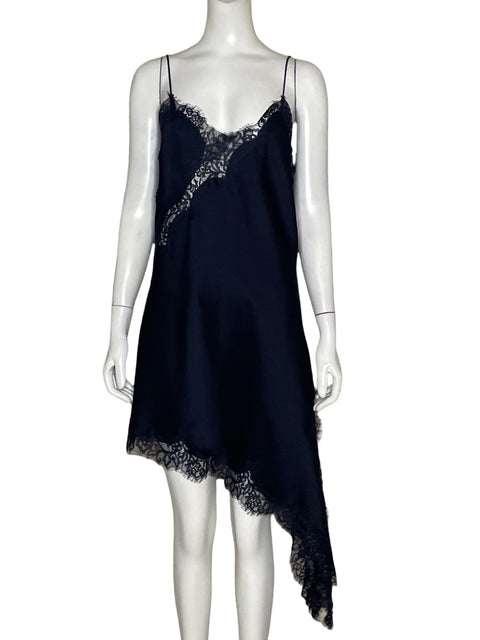 Vestido Zara Lencero Mini Encaje Azul Navy-Talla L
