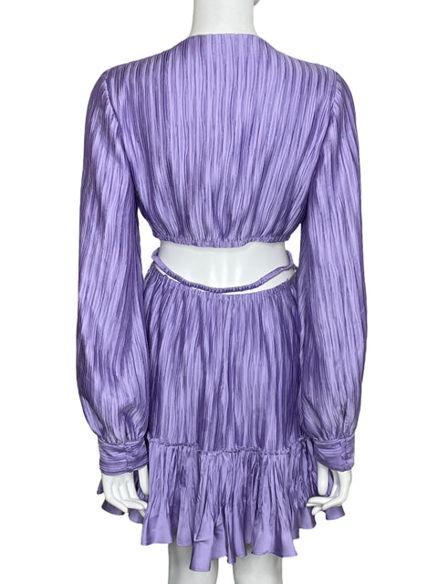Vestido Jonathan Simkhai Mini Plisado Morado-Talla M