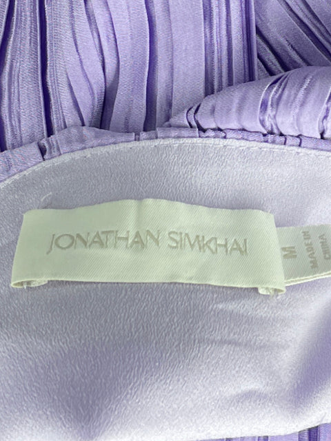 Vestido Jonathan Simkhai Mini Plisado Morado-Talla M
