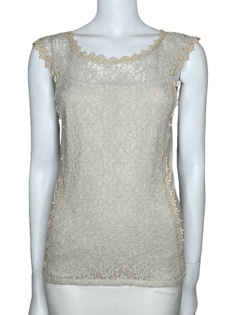 Top Express Encaje Sin Mangas Beige-Talla S
