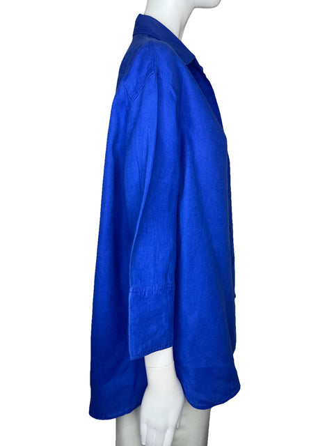 Camisa Zara Mangas 3/4 Azul-TallaM