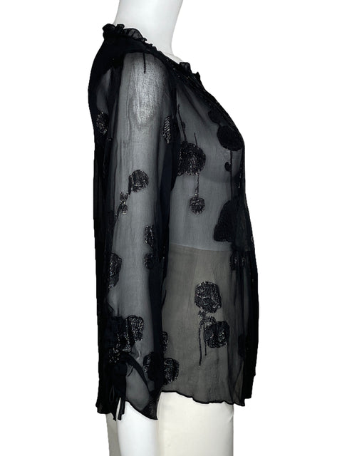 Blusa Hale Bob Manga Larga Negro-Talla XS