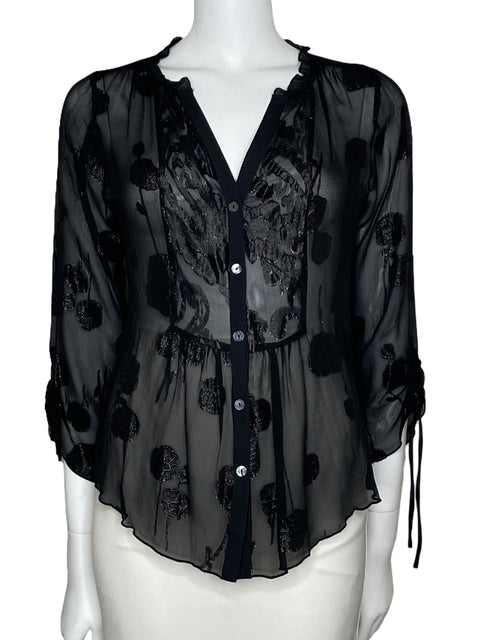 Blusa Hale Bob Manga Larga Negro-Talla XS