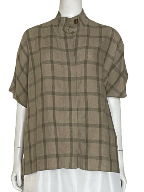 Camisa Adolfo Dominguez Cuadros Verde-Talla 4