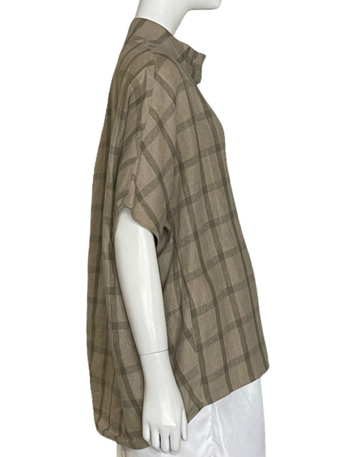 Camisa Adolfo Dominguez Cuadros Verde-Talla 4