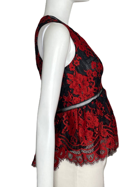 Top Guess Encaje Sin Mangas Rojo-Talla S