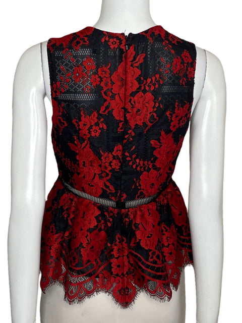 Top Guess Encaje Sin Mangas Rojo-Talla S
