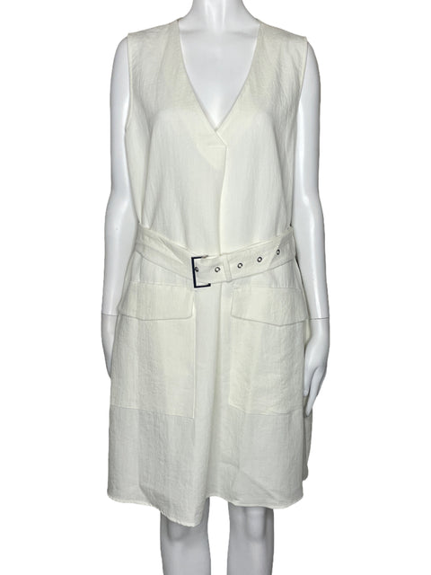 Vestido MNG Bolsillo Cinturon Blanco-Talla 10