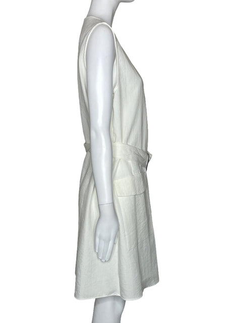 Vestido MNG Bolsillo Cinturon Blanco-Talla 10