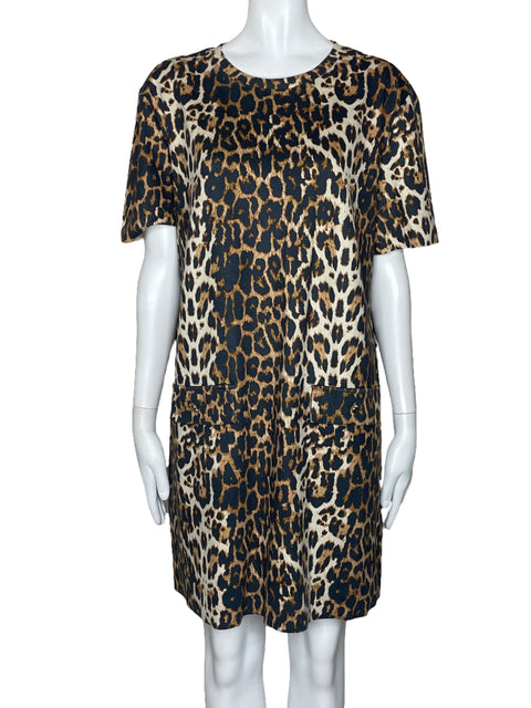 Vestido Zara Animal Print Bolsillo Marron-Talla L