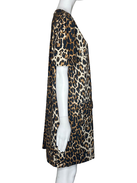 Vestido Zara Animal Print Bolsillo Marron-Talla L