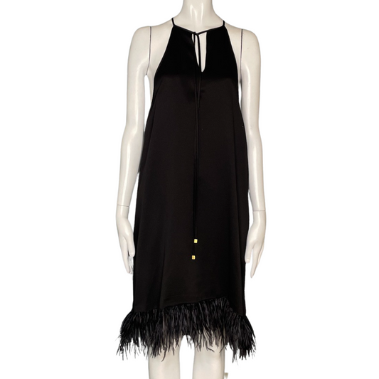 Vestido Michael Kors Mini Feathers  Fluido Negro-Talla L