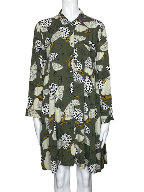 Vestido Parfois Camisero Estampado Verde-Talla M