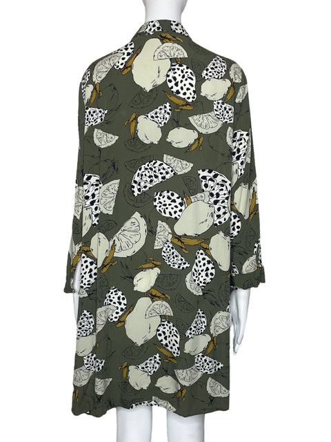 Vestido Parfois Camisero Estampado Verde-Talla M