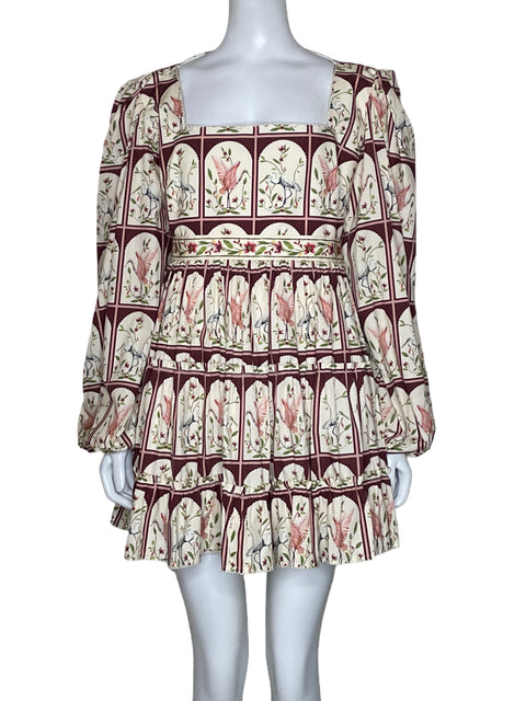 Vestido Agua Bendita Mini Estampado Beige-Talla L