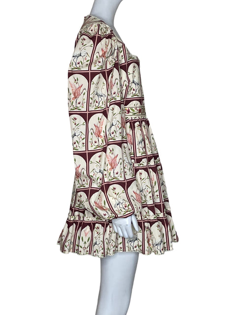 Vestido Agua Bendita Mini Estampado Beige-Talla L