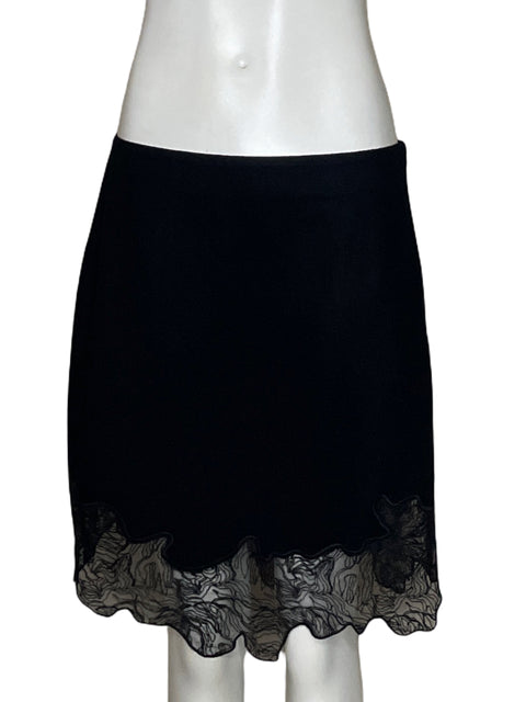 Falda Massimo Dutti Encaje Mini Negro-Talla M