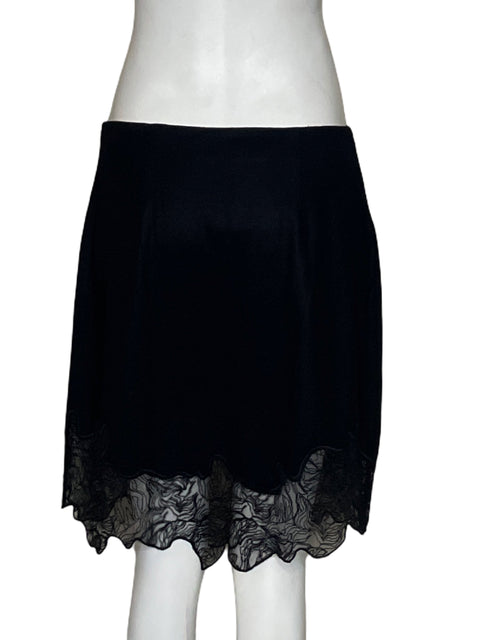 Falda Massimo Dutti Encaje Mini Negro-Talla M