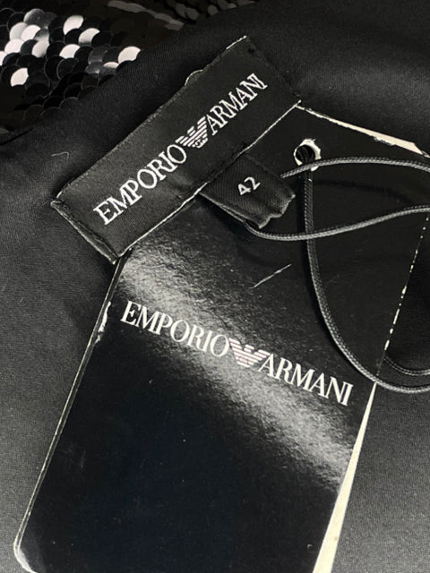 Vestido Emporio Armani Cóctel Lentejuelas Negro-Talla 42