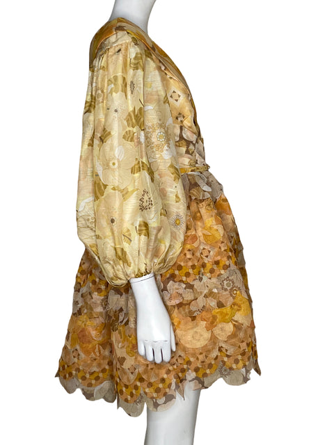 Vestido Zimmermann Tempo Estampado Dorado - Talla 1
