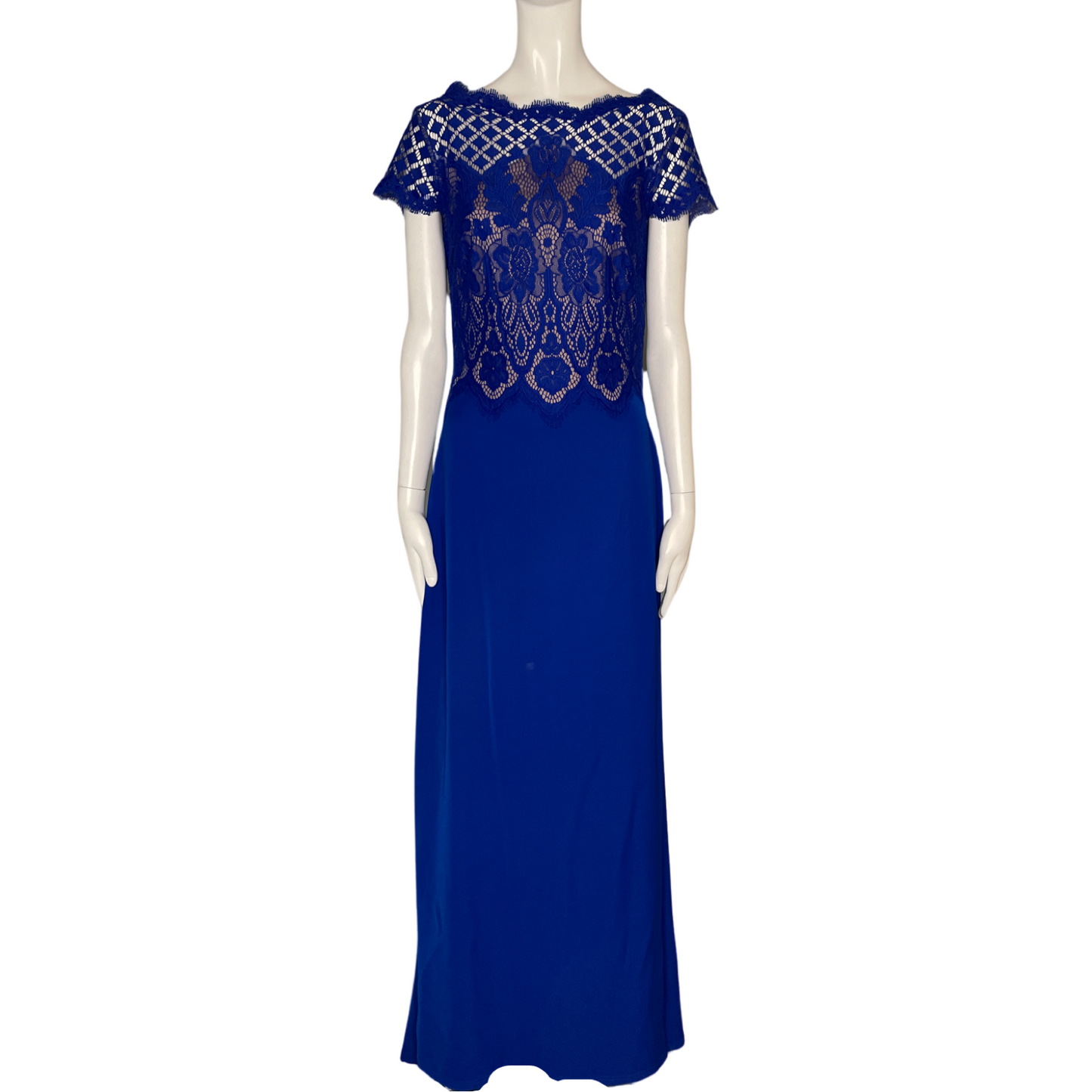 Vestido Tadashi Shoji Encaje combinado Azul-Talla 12