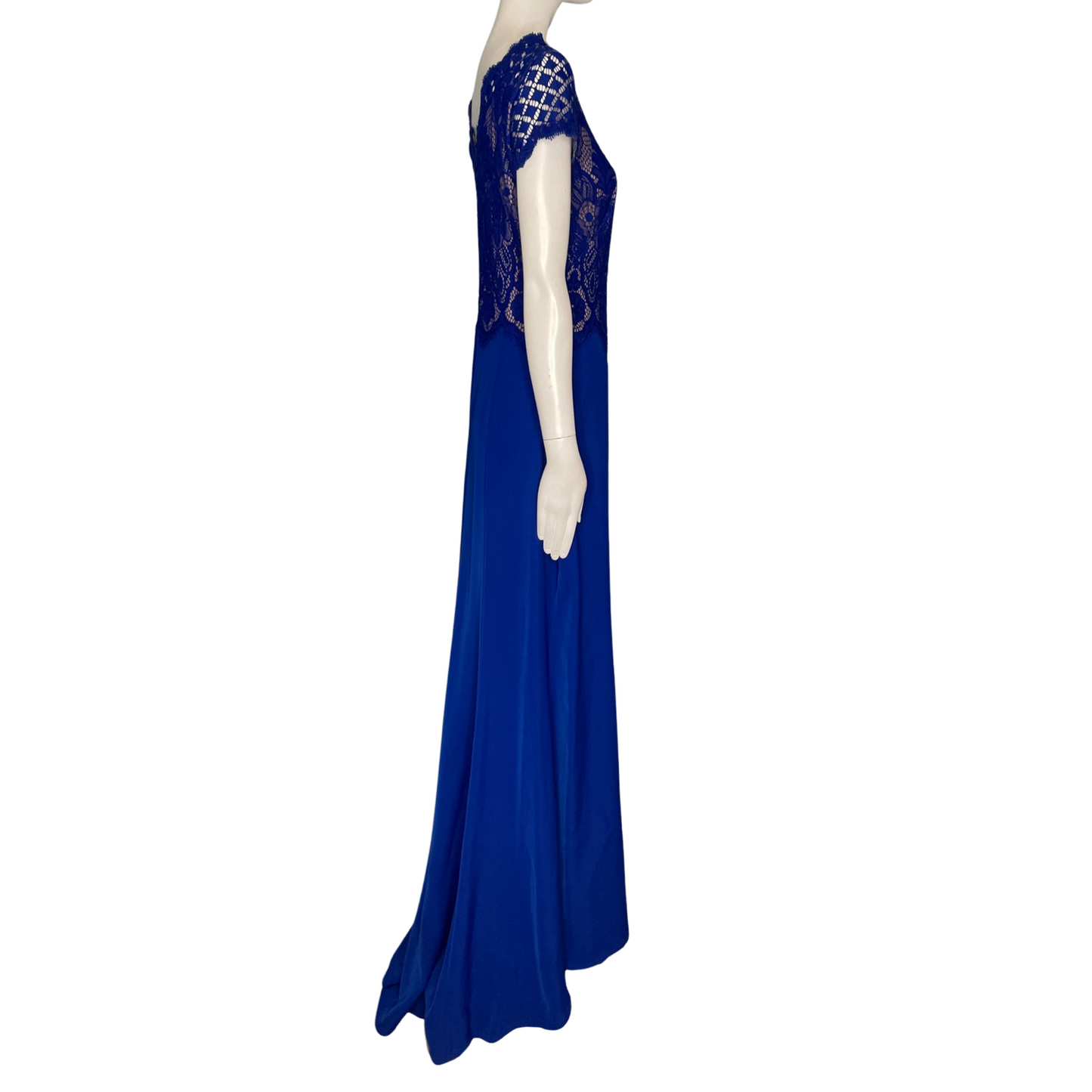 Vestido Tadashi Shoji Encaje combinado Azul-Talla 12