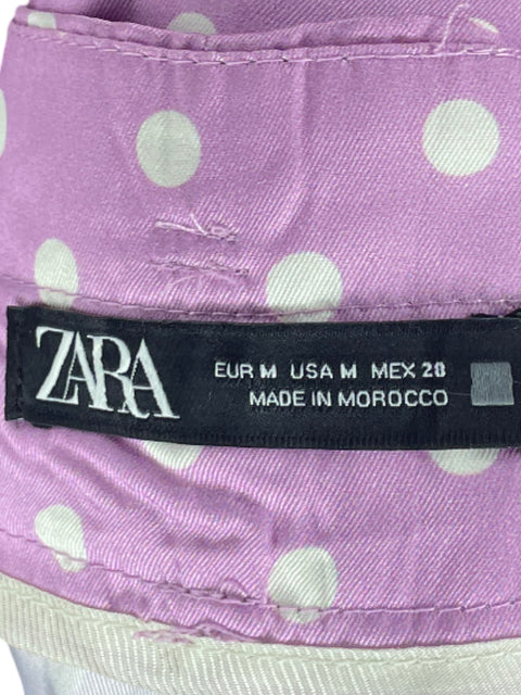Short Zara Cinturón Lunares Morado-Talla M