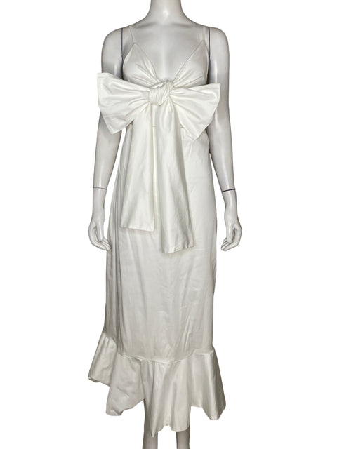 Vestido Argemiro Sierra Lazo Dobladillo Con Volantes Blanco - Talla S