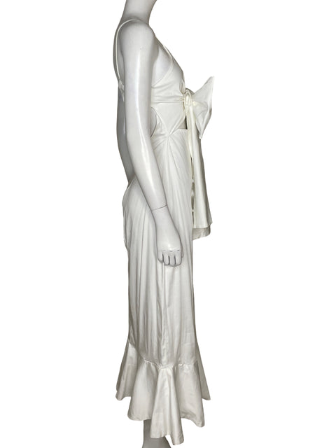 Vestido Argemiro Sierra Lazo Dobladillo Con Volantes Blanco - Talla S