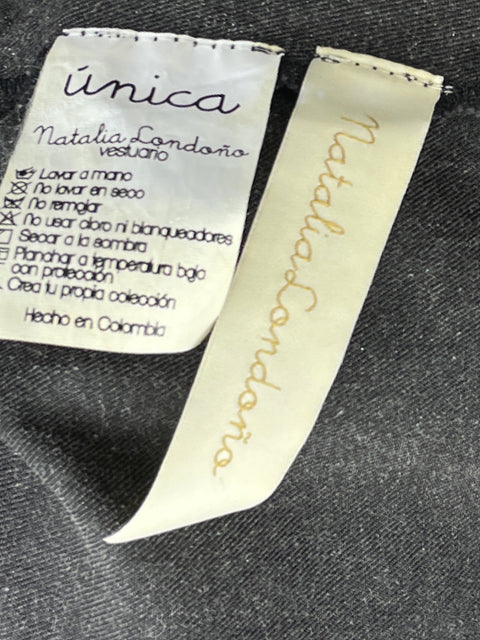 Vestido Natalia Londoño Mini Escote V Gris-Talla U