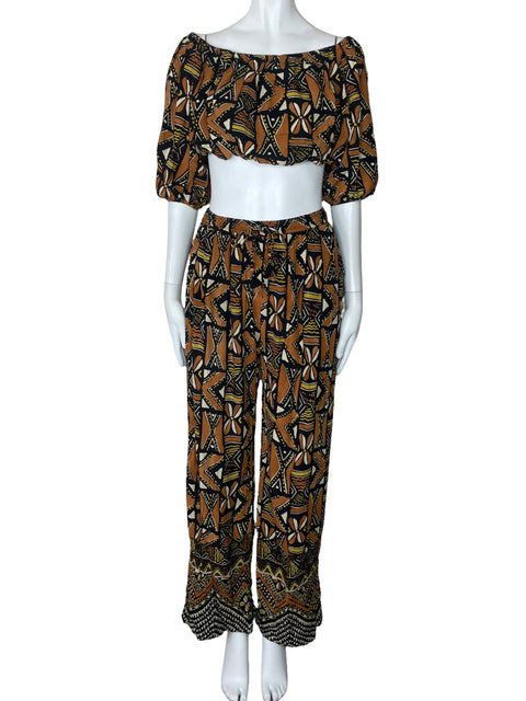 Set Zara Estampado Bohemio Marron-Talla S