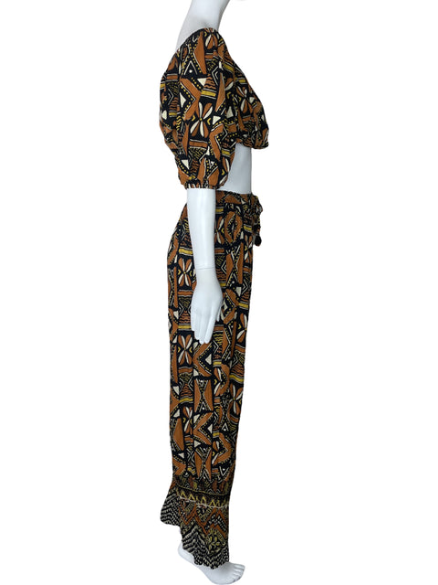 Set Zara Estampado Bohemio Marron-Talla S