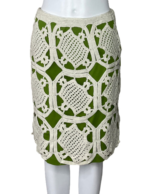 Falda Tory Burch Encaje Tejido Verde-Talla M