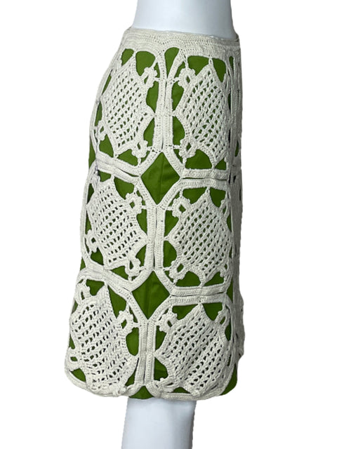 Falda Tory Burch Encaje Tejido Verde-Talla M