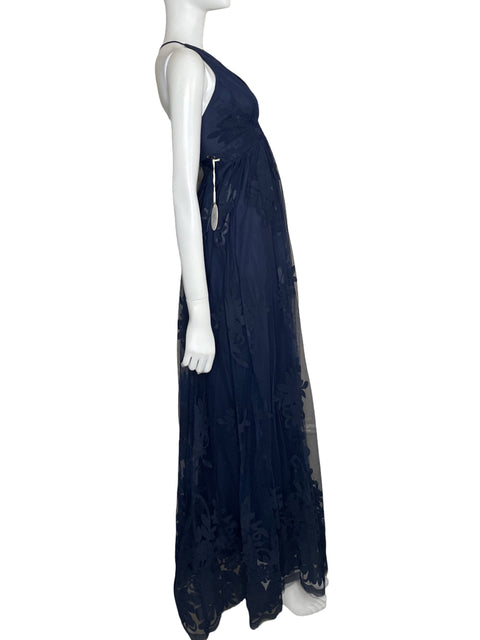 Vestido Luxxel Maxi Mesh Floral Azul-Talla S