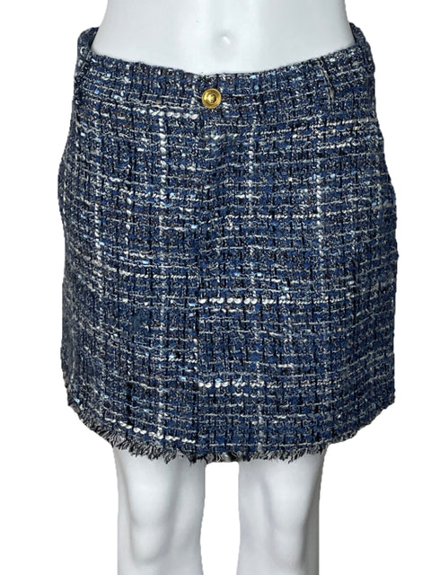 Falda Zara Mini Tweed Azul-Talla M