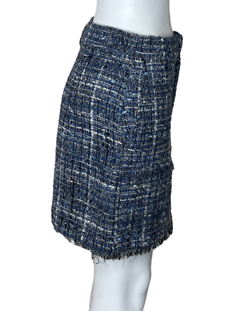 Falda Zara Mini Tweed Azul-Talla M