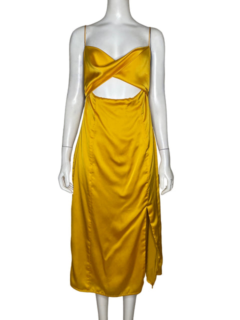 Vestido Azulu Midi Saten Amarillo - Talla M
