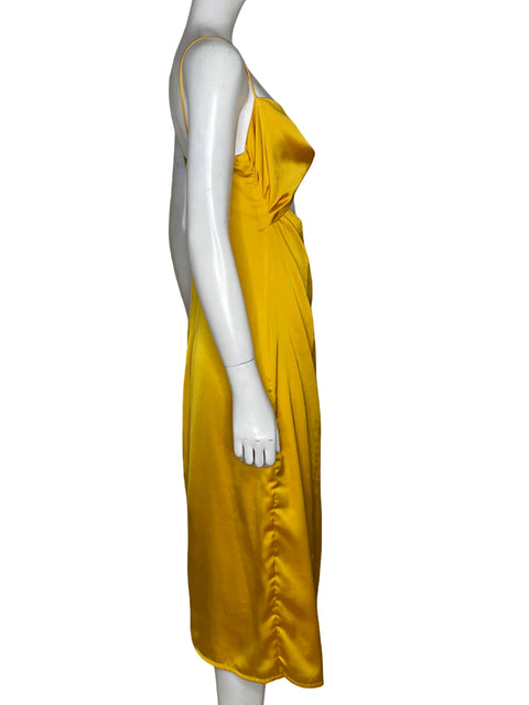 Vestido Azulu Midi Saten Amarillo - Talla M